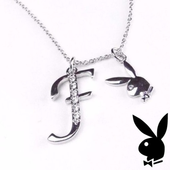 PLAYBOY Jewelry - Playboy Necklace Platinum Plated Bunny Letter F